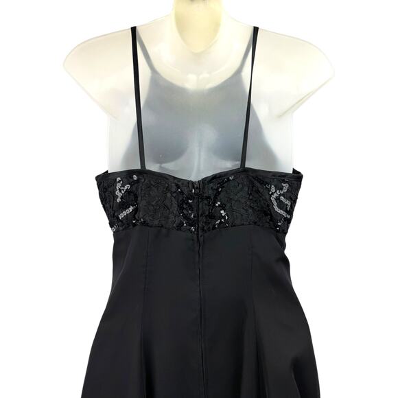 90's DE LARU BY LINDA BERNEL black A-line mini dress with sequence - Picture 6 of 9
